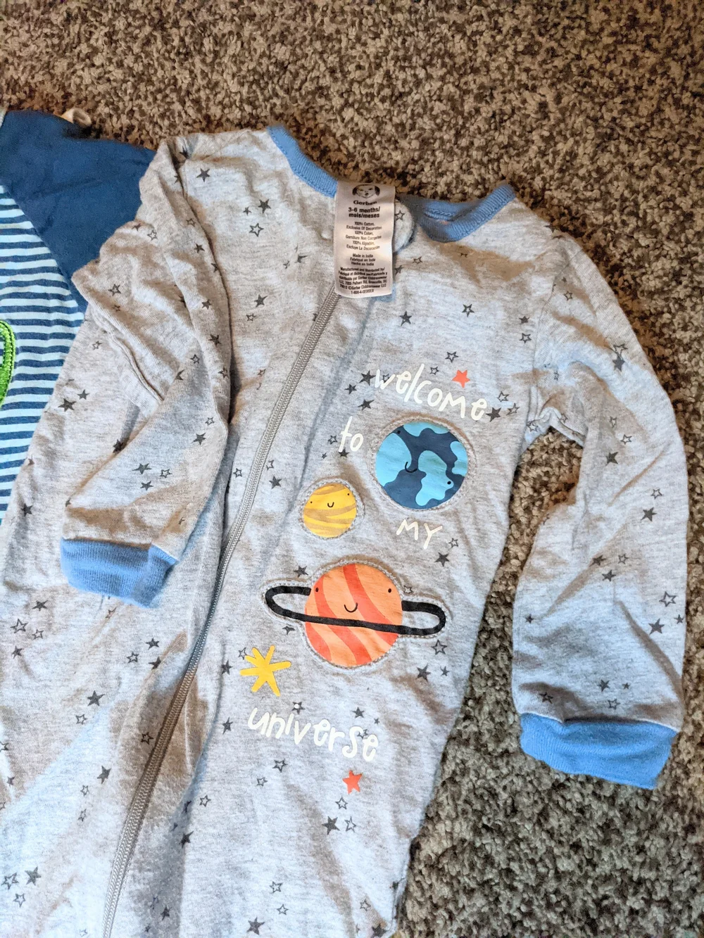 Gerber Bundle Set Lot of Blue Baby Boy Footed One-Pieces